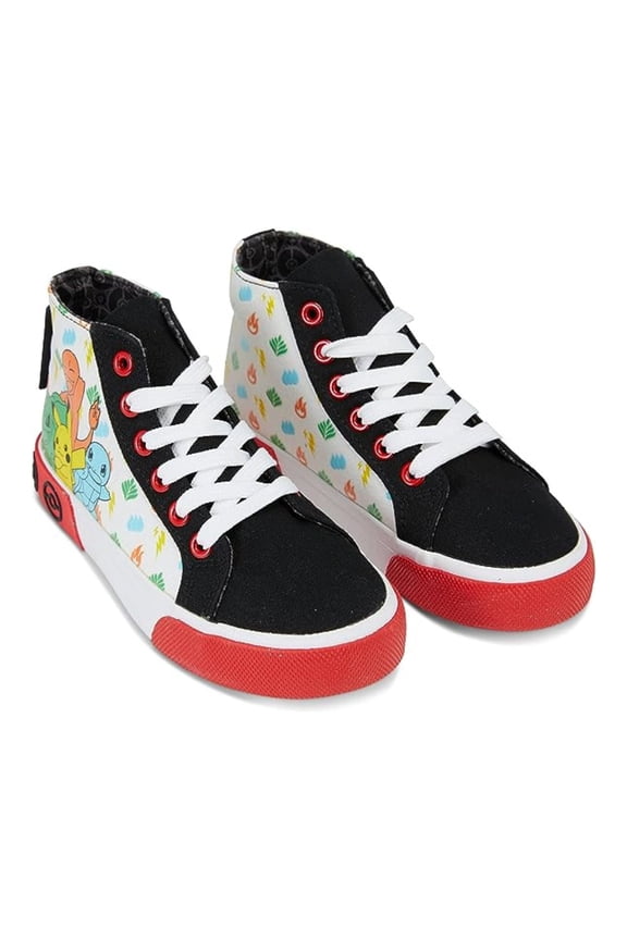 Pokemon Boys Pikachu Sneakers, Printed Lace-up High Top Athletic Casual Shoes Black – 12