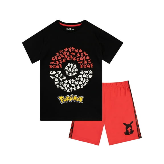 Pokemon Boys Pokeball T-Shirt And Shorts Set Black Sizes 5-14