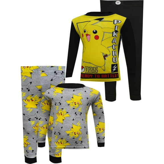Pokemon Boys Pokemon Pikachu Ready to Battle Cotton 4 Piece Pajamas (4)
