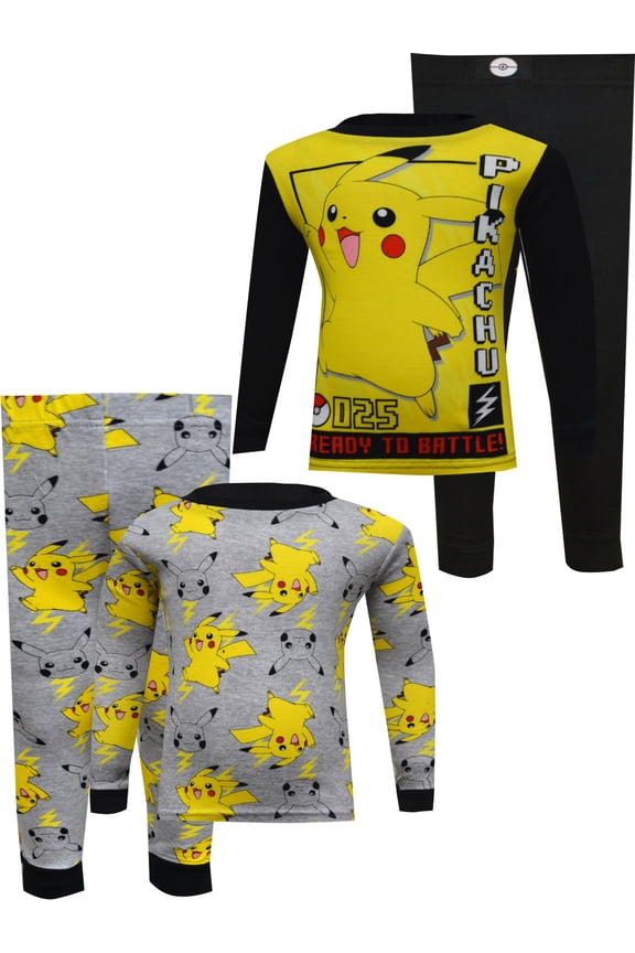Pokemon Boys Pokemon Pikachu Ready to Battle Cotton 4 Piece Pajamas (4)