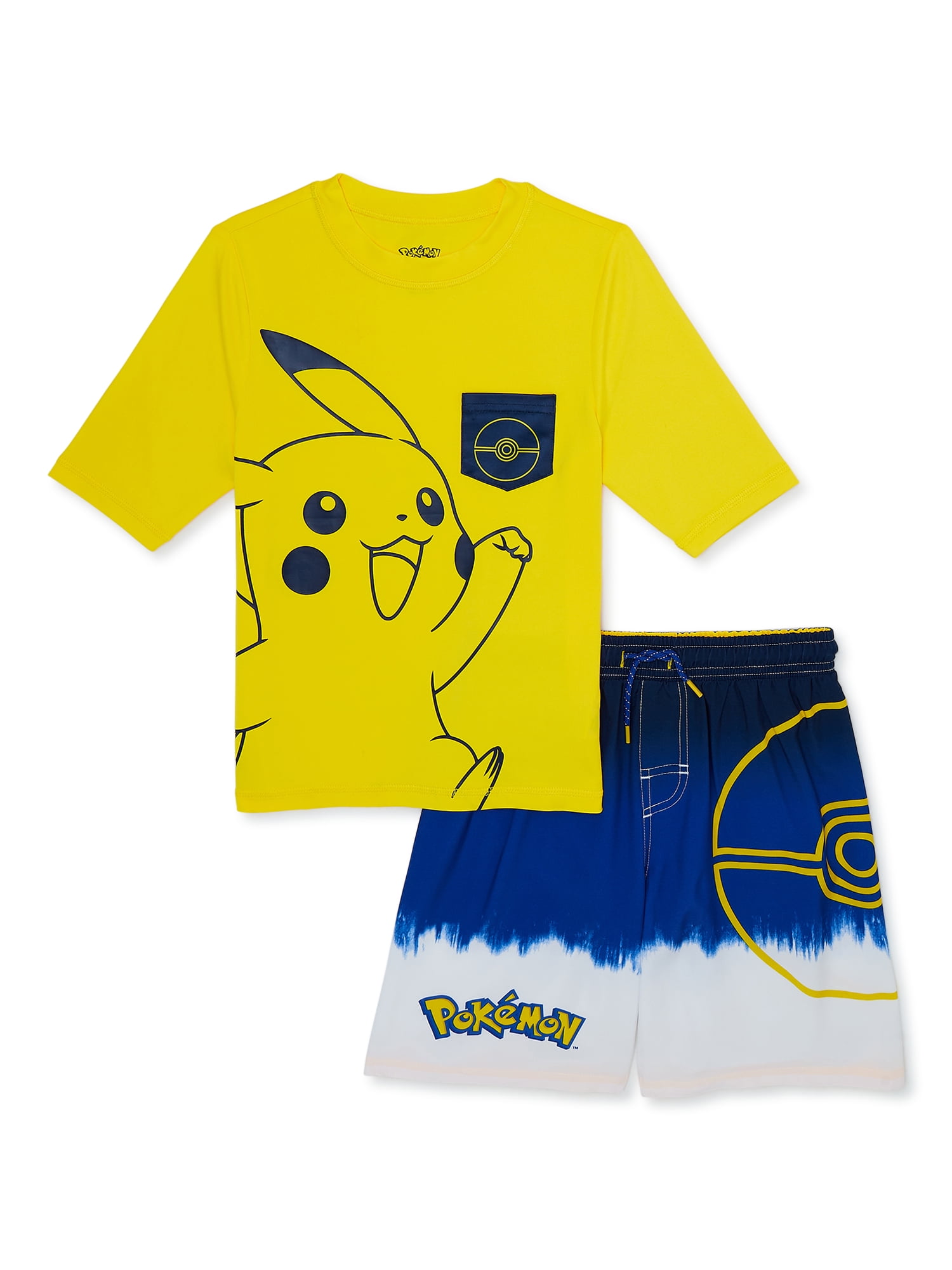 Pokemon Rashie Pokemon Boys Short Sleeve Rash Guard and Trunks Swim Set, 2-Piece ...
