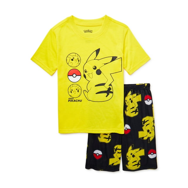 Pokemon Boys Short Sleeve T-Shirt and Shorts Pajama Set, 2-Piece, Sizes 4-14