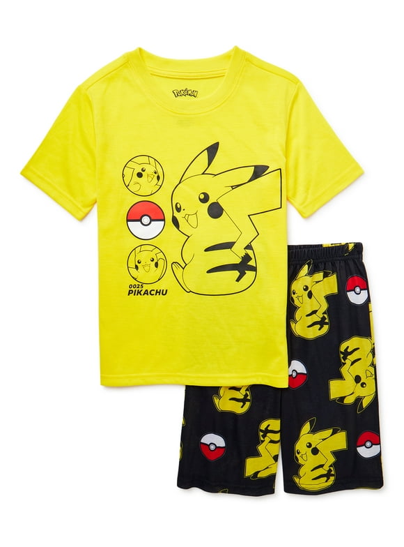 Pokemon Boys Short Sleeve T-Shirt and Shorts Pajama Set, 2-Piece, Sizes 4-14