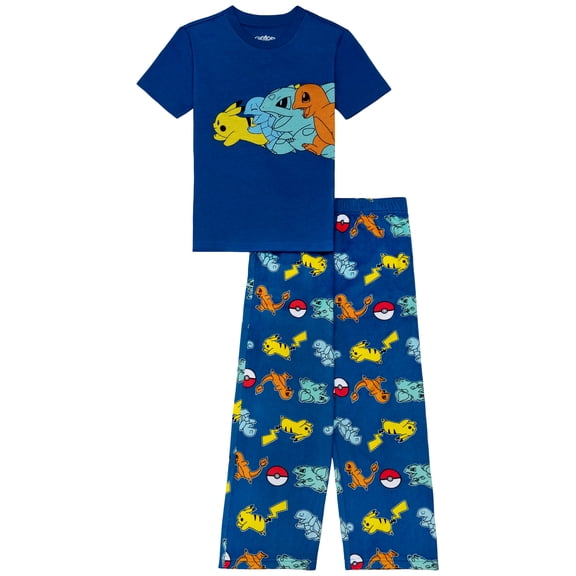 Pokemon Boys Short Sleeve Top and Pant Pajama Set, 2-Piece, Sizes 4-12