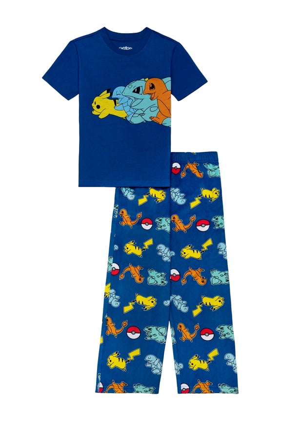Pokemon Boys Short Sleeve Top and Pant Pajama Set, 2-Piece, Sizes 4-12