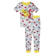 Pokemon Boys Short Sleeve Top and Pants, 2-Piece Pajama Set, Sizes 4-10