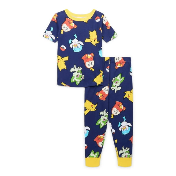 Pokemon Boys Short Sleeve Top and Pants, 2-Piece Pajama Set, Sizes 4-12