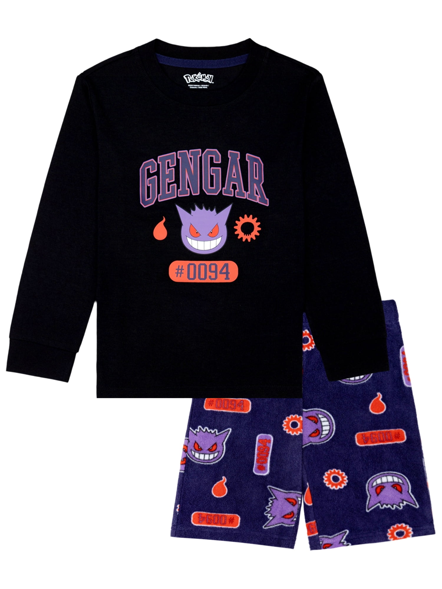 Pokemon Boys Tween Long Sleeve Top and Short Pajama Set, 2-Piece, Sizes 4-12