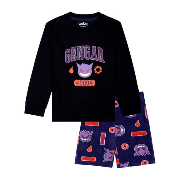 Pokemon Boys Tween Long Sleeve Top and Short Pajama Set, 2-Piece, Sizes 4-12