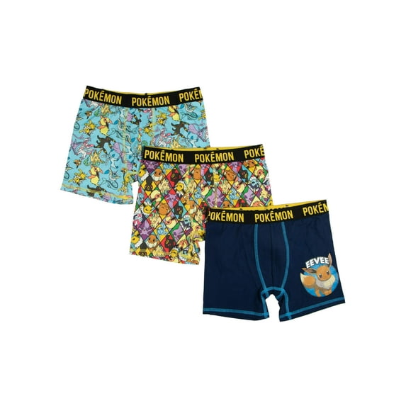 Pokemon Boys Underwear, 3 Pack Underoos Poly Boxer Brief (Little Boys & Big Boys)