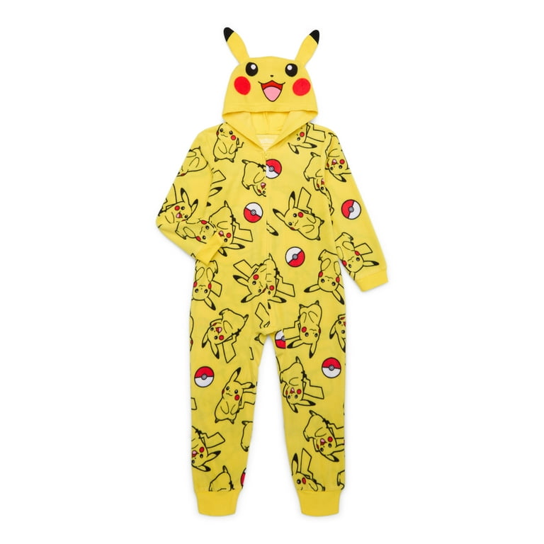 Pokemon Boys Pikachu Union Suit Pajamas with Hood Sizes 4 16 Walmart