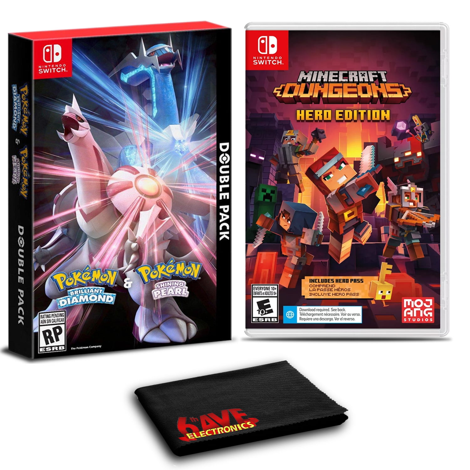 Pokemon Brilliant Diamond and Pokemon Shining Pearl Double Pack and  Minecraft Dungeons Hero Edition - Game Bundle For Nintendo Switch 