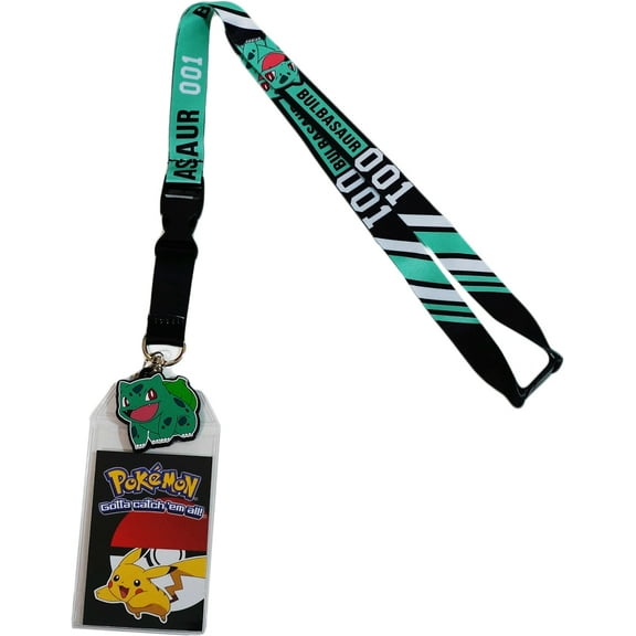 Pokemon Bulbasaur 001 Exclusive Lanyard with ID Badge Holder and Charm