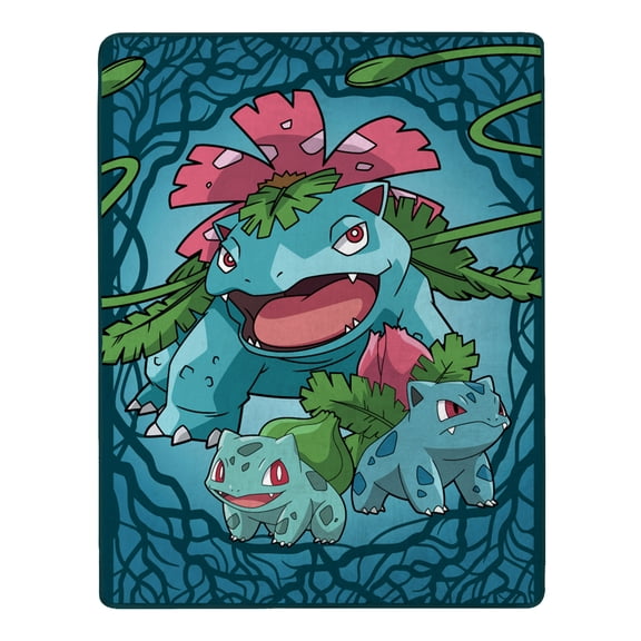Pokemon Bulbasaur Evolutions Ivysaur Venusaur Throw Blanket - 46" x 60" Cozy Soft Fleece Throw Blanket for Bed Couch
