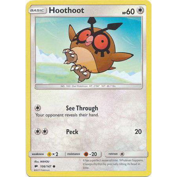 Pokemon Burning Shadows Hoothoot #106