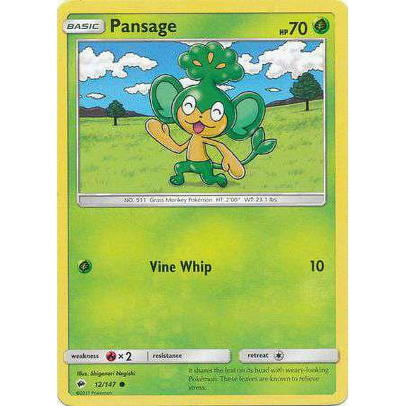 Pokemon Burning Shadows Pansage #12