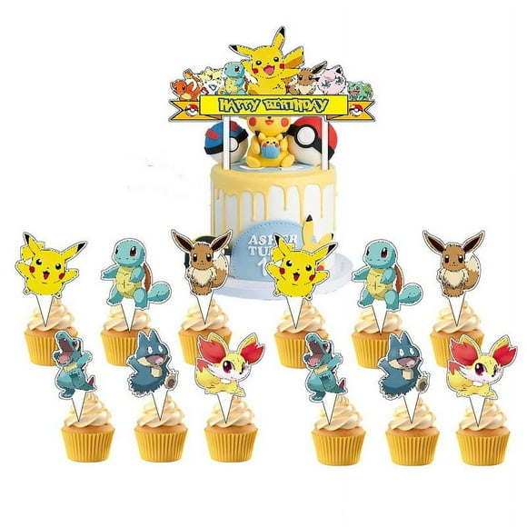 Pokemon Cake Topper CupcakeS Set Birthday Party Supplies Decoration Decor Kit