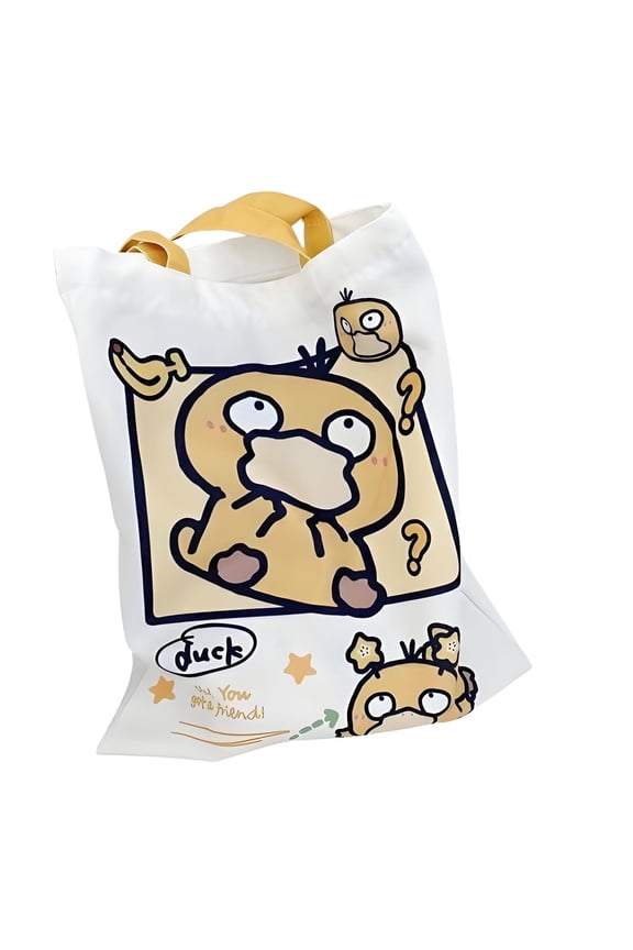 Pokemon Canvas Tote Bag Sturdy Cloth Cotton Totes Bag with Anime Pattern Shoulder Bag