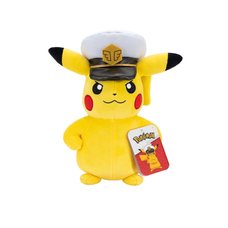 Pokemon Captain Pikachu Plush - 8-Inch Soft Plush with Captain’s Hat and Authentic Details