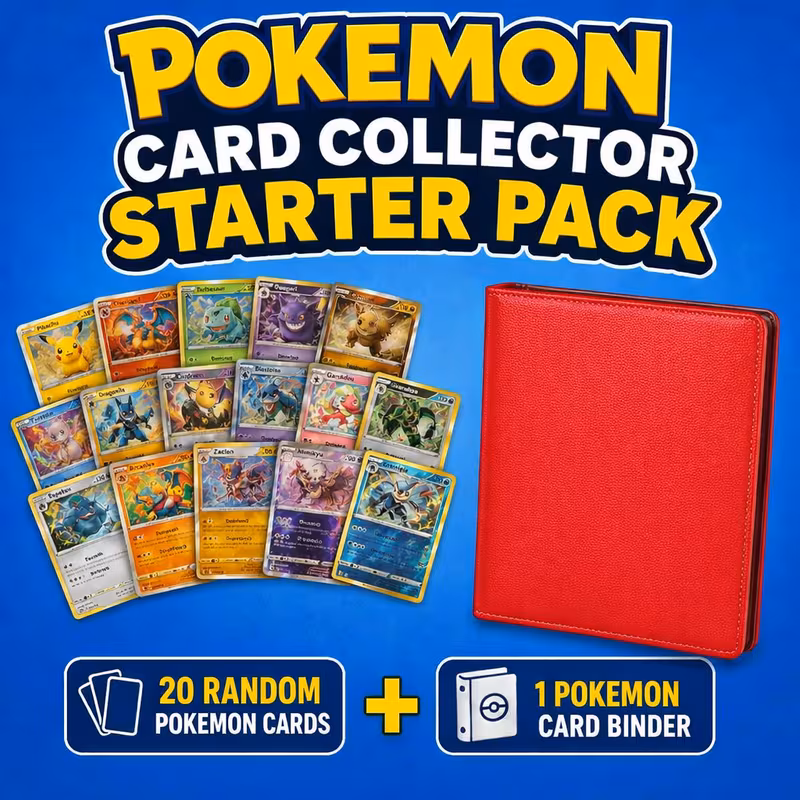 Pokemon Card Collector Starter Pack - 20 Random Cards & Solid Color 360 Pocket Portfolio Binder