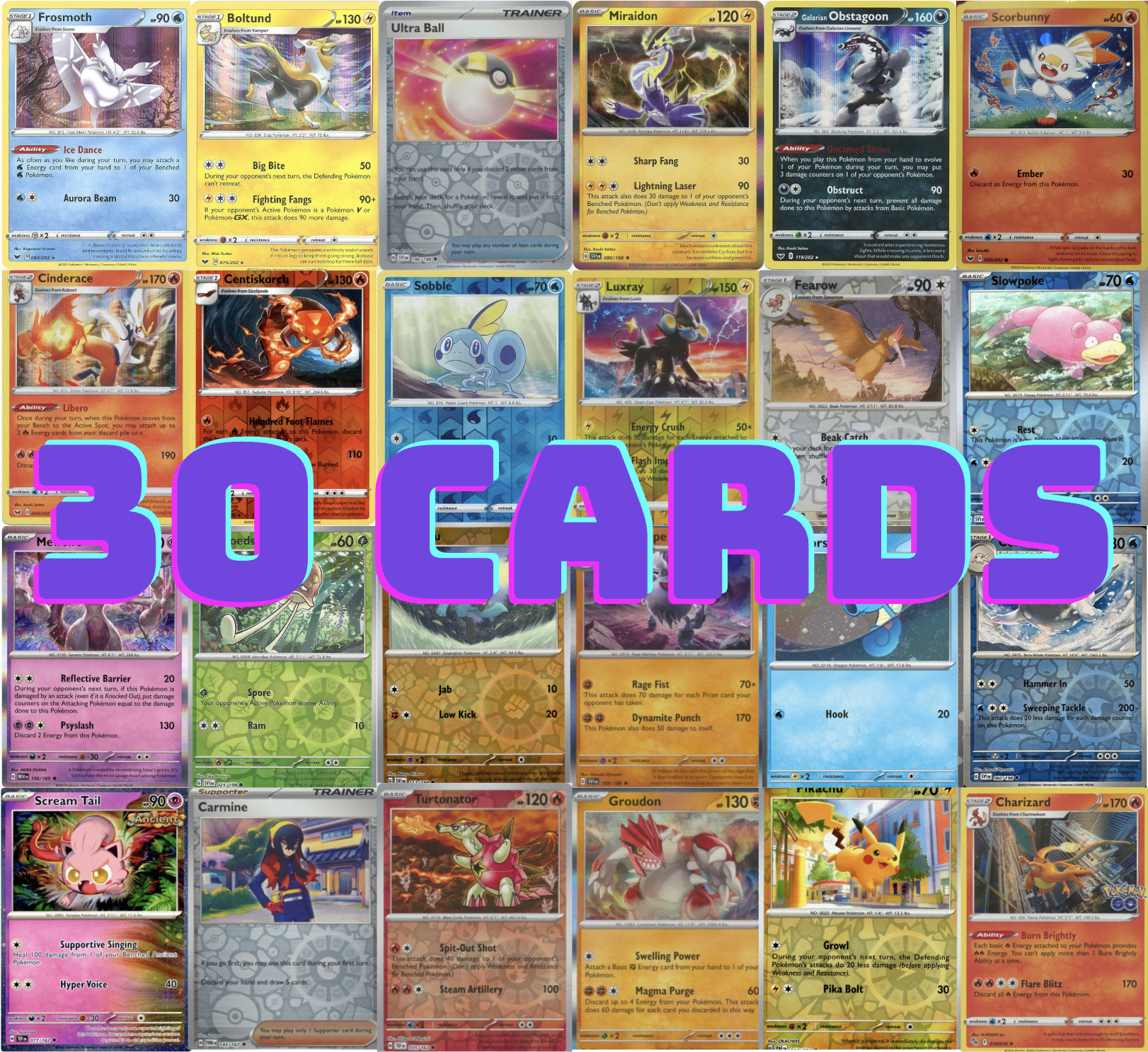 Pokemon Cards Compatible 30 Holographic Card Montage TCG Bundle Pack
