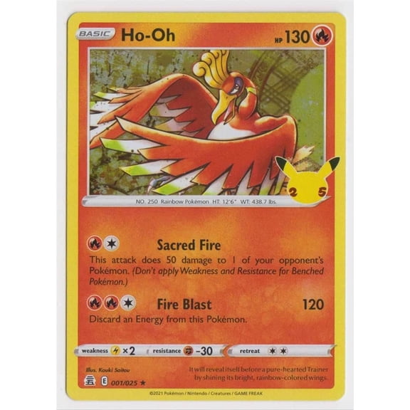 Pokemon Celebrations Ho-Oh Holo Rare Base Set 001/025 English Trading Card
