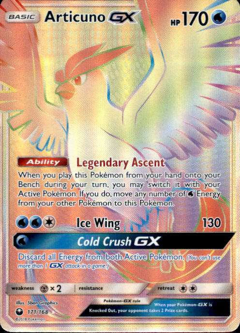 Pokemon Celestial Storm Hyper Rare Articuno GX 171