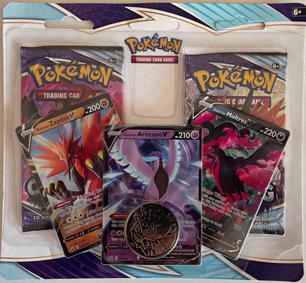 Pokemon Center CHILLING REIGN 2 PACK BLISTER [GALARIAN ZAPDOS V, ARTICUNO  V, MOLTRES V] - Walmart.com