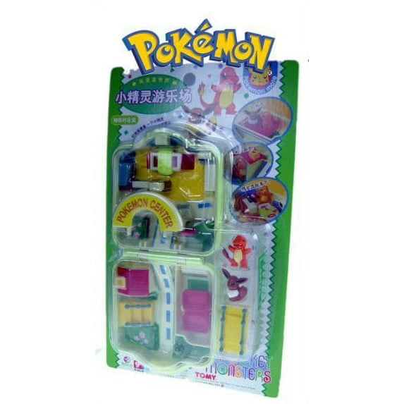 Pokemon Center Playset with Charmander and Eevee (Polly Pocket Style Playset)