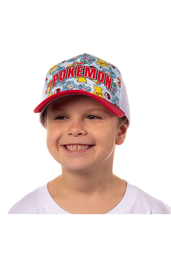 Pokemon Character Collage Sublimated Youth Snapback Trucker Hat OSFM