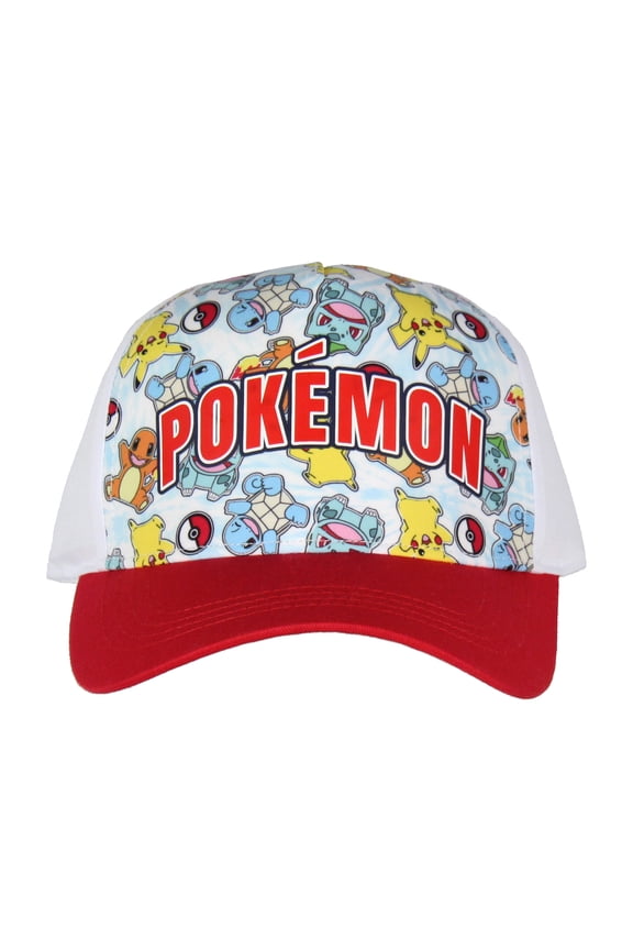 Pokemon Character Collage Sublimated Youth Snapback Trucker Hat OSFM