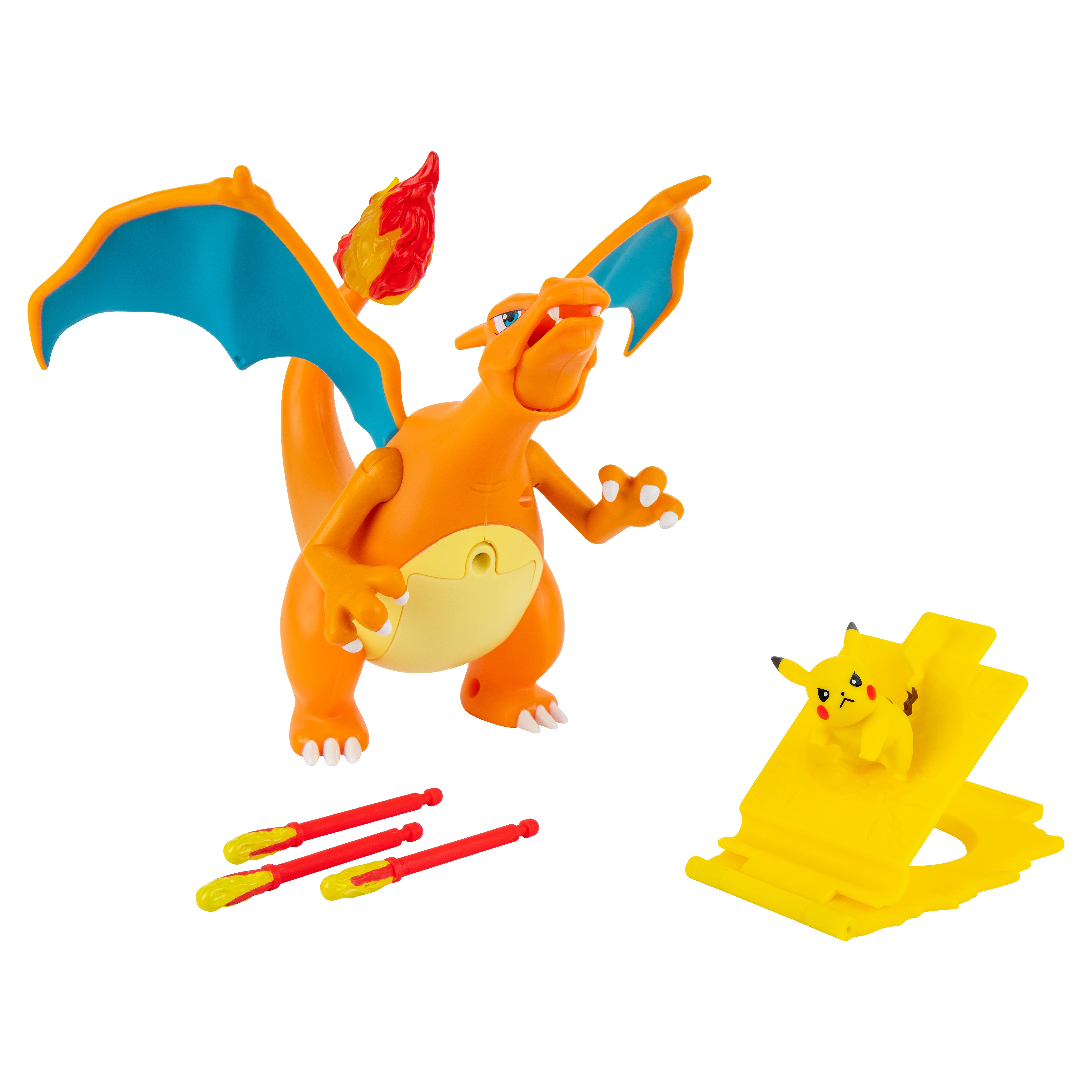 Pokmon Charizard Deluxe Figure - Includes 6 inch Interactive Charizard Plus 2-inch Pikachu Figure