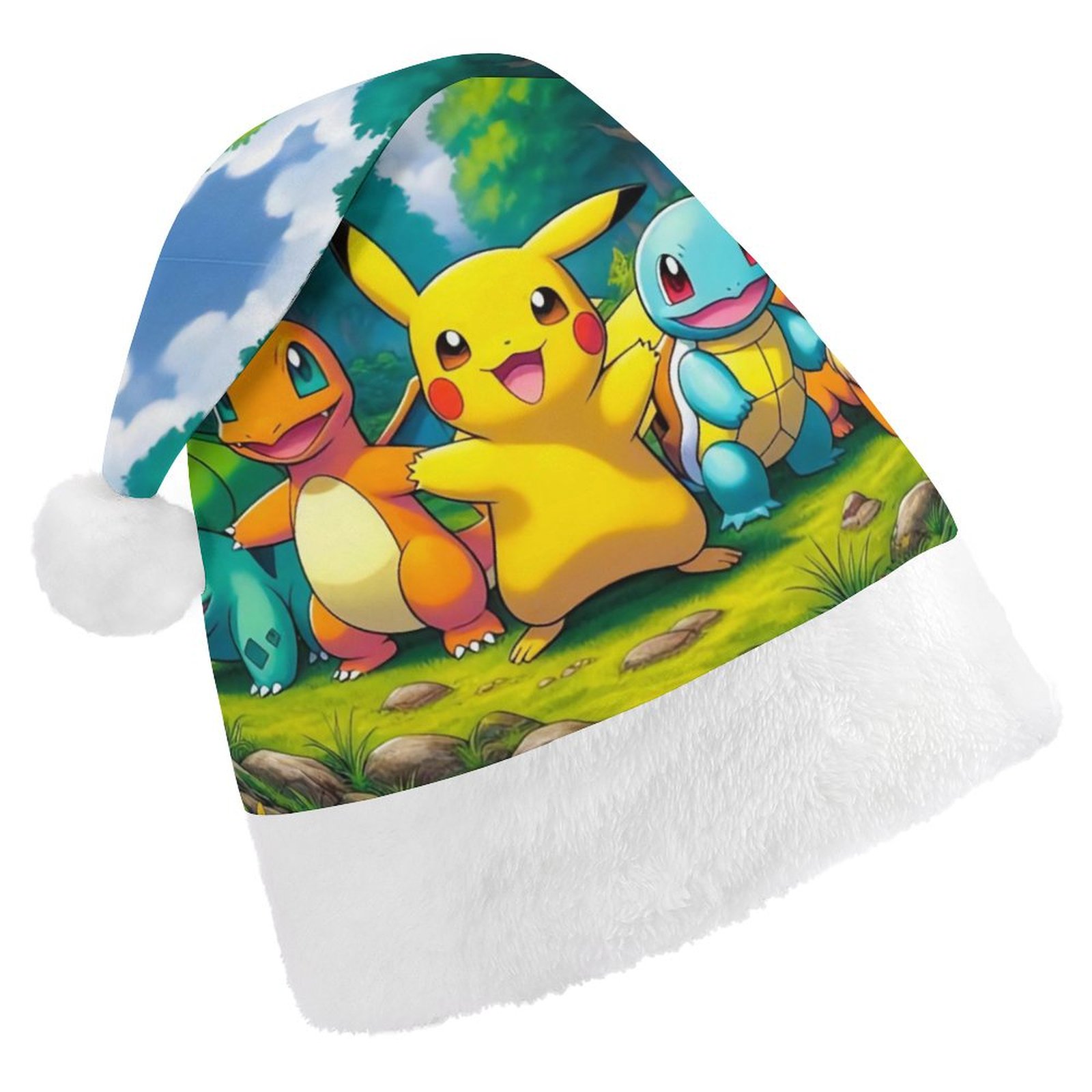 Pokemon- Charmander Squirtle Bulbasaur Santa Hat for Adults,Christmas ...