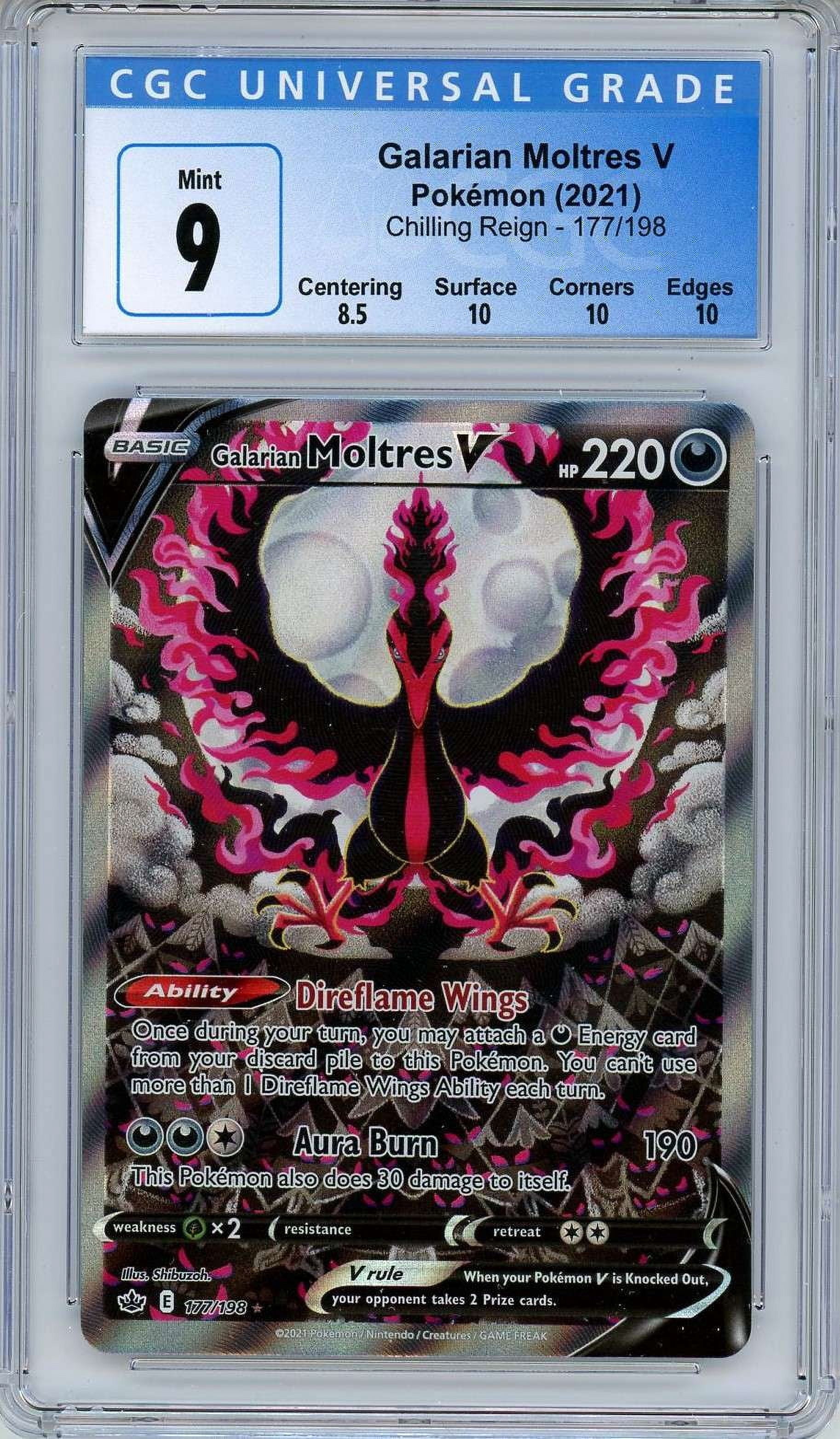 Pokemon Chilling Reign Galarian Moltres V #177 (CGC - Mint 9