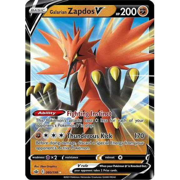 Pokemon Chilling Reign Galarian Zapdos V #80