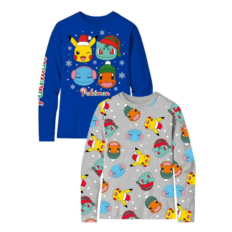 Pokemon Christmas Face, Boys Graphic Crew Neck LS T-Shirt, 2-Pk, Sizes 4-18  (Little Boys & Big Boys) - Walmart.com