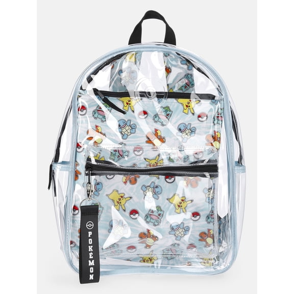 Pokemon 17" Unisex Clear Backpack with Printed Laptop Sleeve, Blue