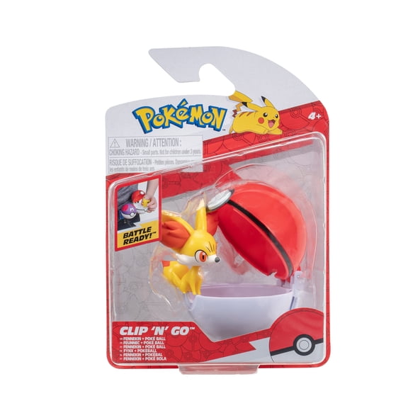 Pokemon Clip N Go Fennekin and Poke Ball - Includes 2 inch Battle Figure and Poke Ball Accessory