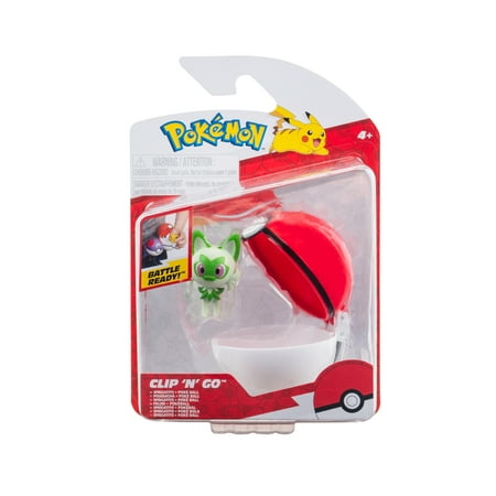 Pokemon Clip ‘N’ Go Sprigatito and Poké Ball - Includes 2 inch Battle Figure and Poké Ball Accessory