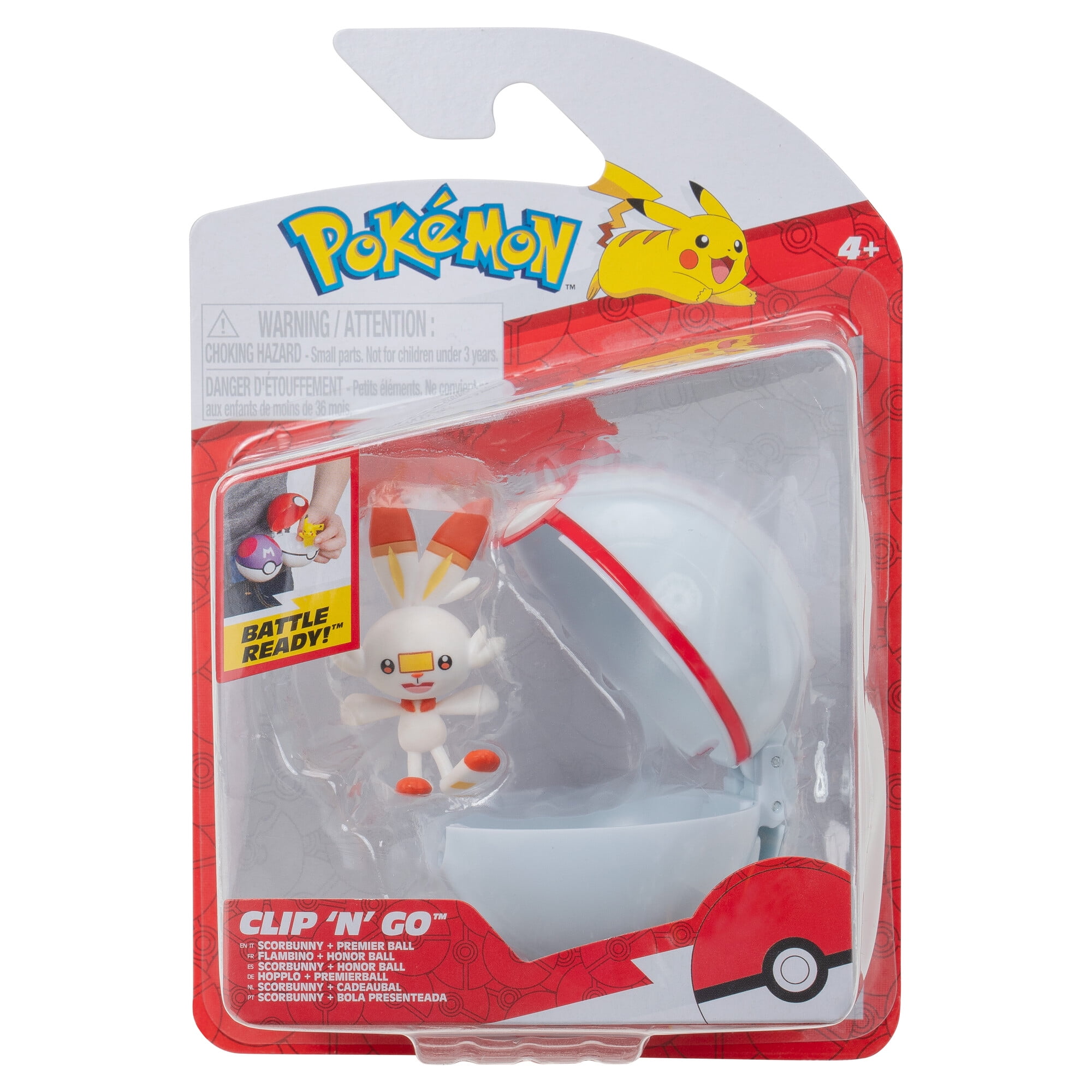 Pokemon Clip ‘N’ Go Scorbunny and Premier Ball - Includes 2 inch Battle Figure and Premier Ball Accessory