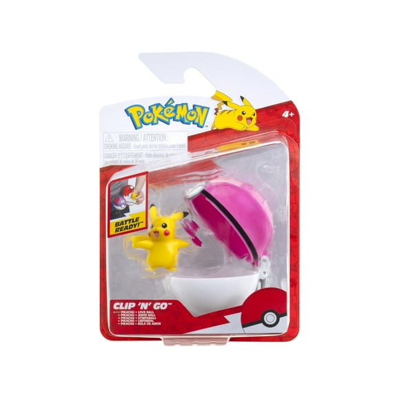 Pokemon Clip N Go Pikachu and Love Ball - Includes 2 inch Battle Figure and Love Ball Accessory
