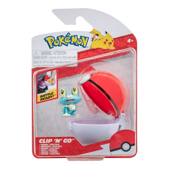 Pokemon Clip N Go Froakie and Poke Ball - Includes 2 inch Battle Figure and Poke Ball Accessory