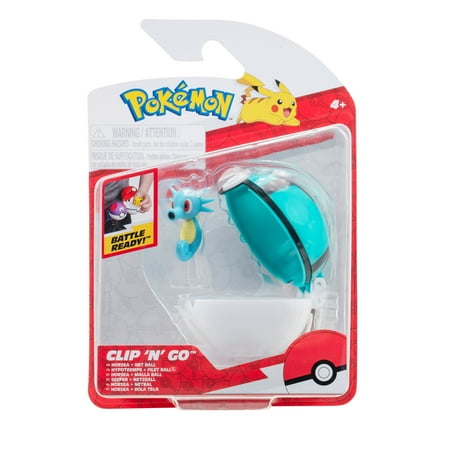 Pokemon Clip ‘N’ Go Horsea and Net Ball - Includes 2 inch Battle Figure and Net Ball Accessory