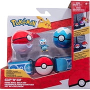 Pokemon Clip N Go Poke Ball & Dive Ball Belt Set with Piplup Figure, Role Play Toy for Kids Ages 4+