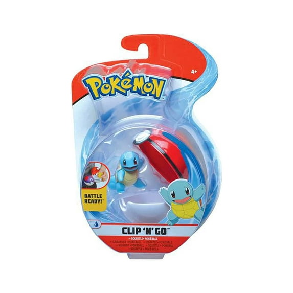 Pokemon Clip N Go Poke Ball Set | 2 Inch Squirtle & Poke Ball