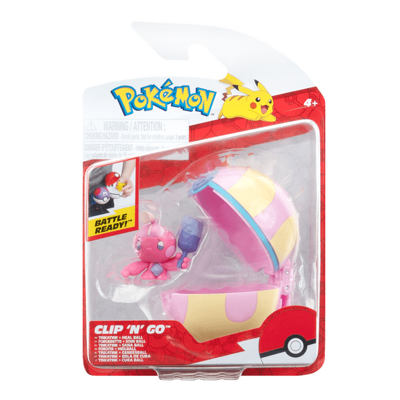 Pokemon Clip N Go Tinkatink and Heal Ball - Includes 2 inch Battle Figure and Heal Ball Accessory