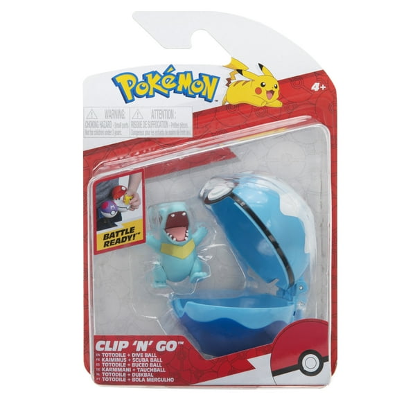 Pokemon Clip 'N' Go Totodile - Includes 2 inch Battle Figure & Dive Ball Accessory
