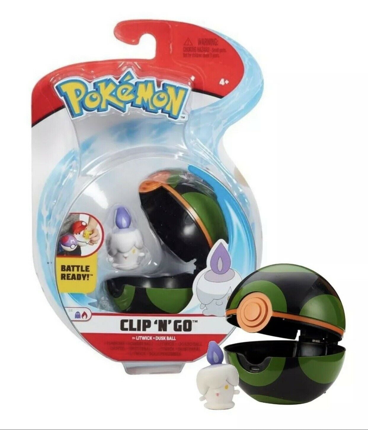 Pokemon Clip ‘N’ Go Litwick and Dusk Ball - Includes 2 inch Battle Figure and Dusk Ball Accessory