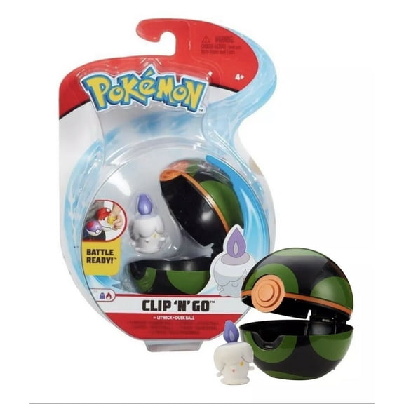 Pokemon Clip N Go Litwick and Dusk Ball - Includes 2 inch Battle Figure and Dusk Ball Accessory