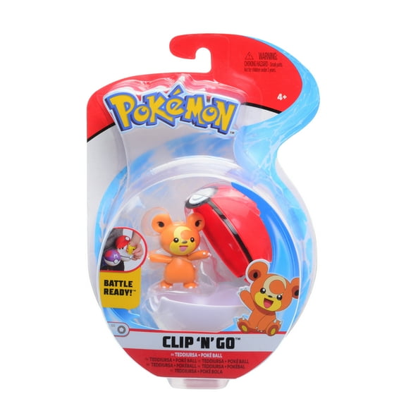 Pokemon Clip 'N' Go Teddiursa & Poke Ball - Includes 2 inch Battle Figure & Poke Ball Accessory
